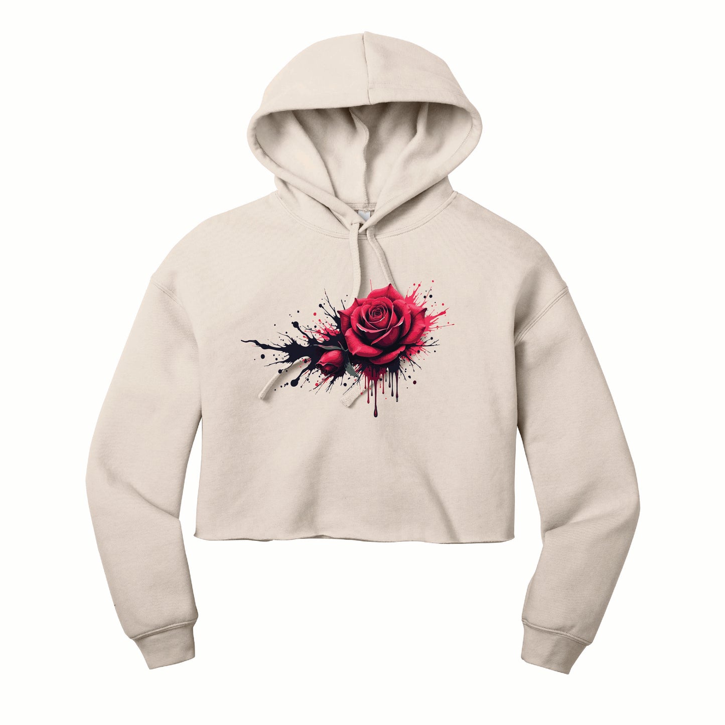🌹 Dripping Rose Cropped Fleece Hoodie | BELLA+CANVAS®