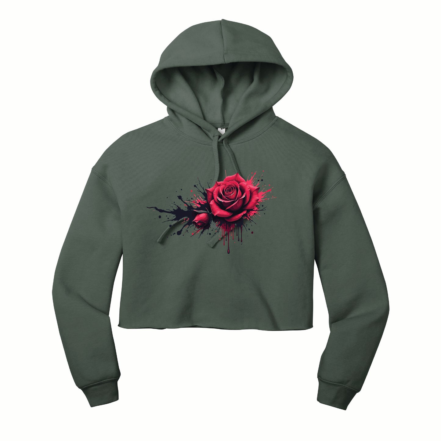 🌹 Dripping Rose Cropped Fleece Hoodie | BELLA+CANVAS®