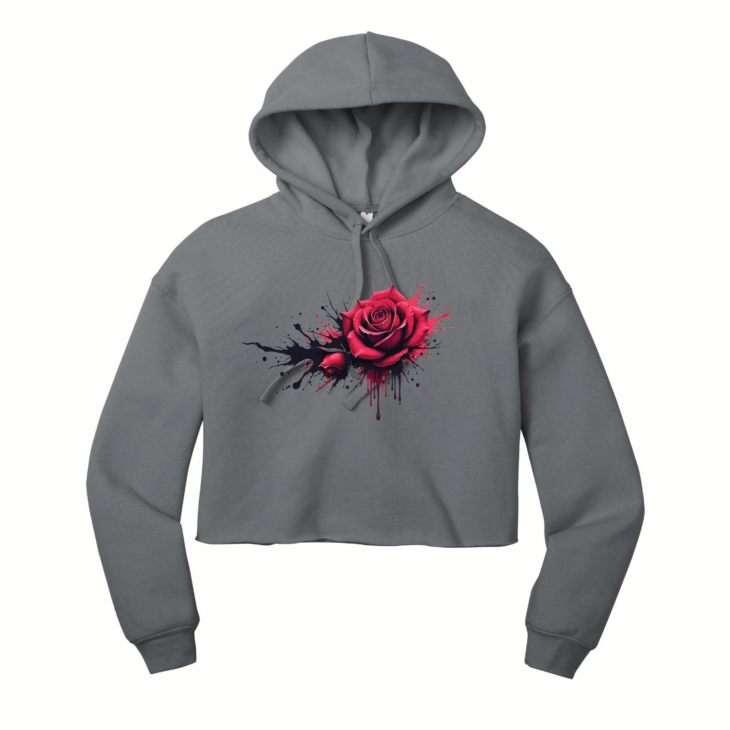 🌹 Dripping Rose Cropped Fleece Hoodie | BELLA+CANVAS®