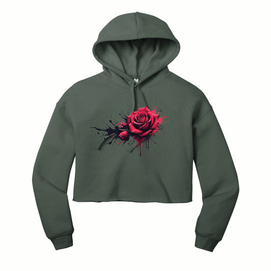 🌹 Dripping Rose Cropped Fleece Hoodie | BELLA+CANVAS®