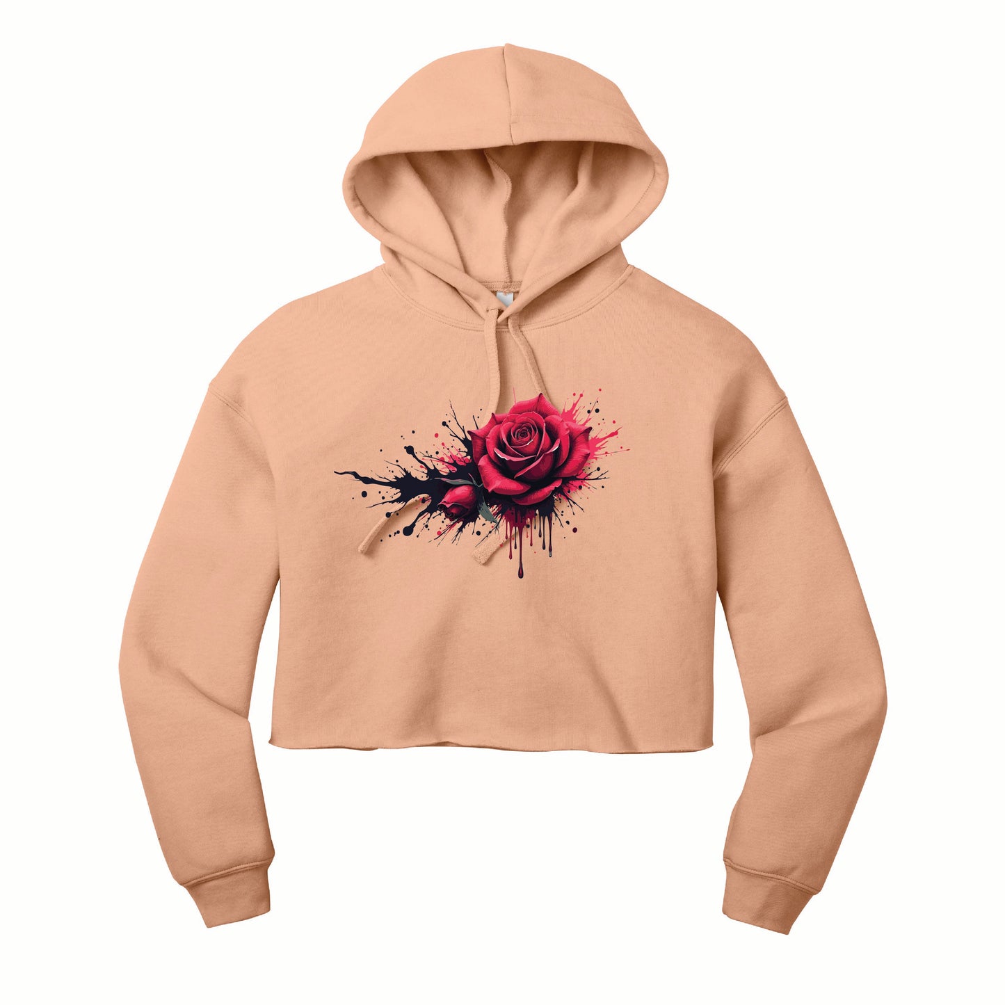 🌹 Dripping Rose Cropped Fleece Hoodie | BELLA+CANVAS®