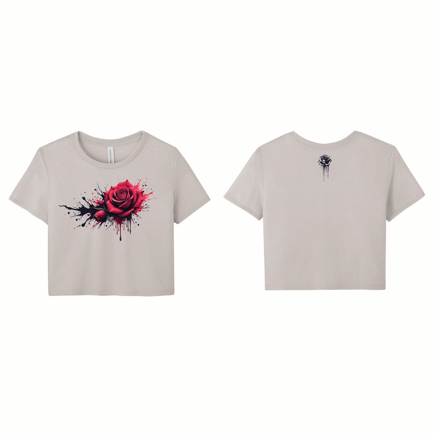 🌹 Dripping Rose Women’s Flowy Cropped Tee | BELLA+CANVAS®