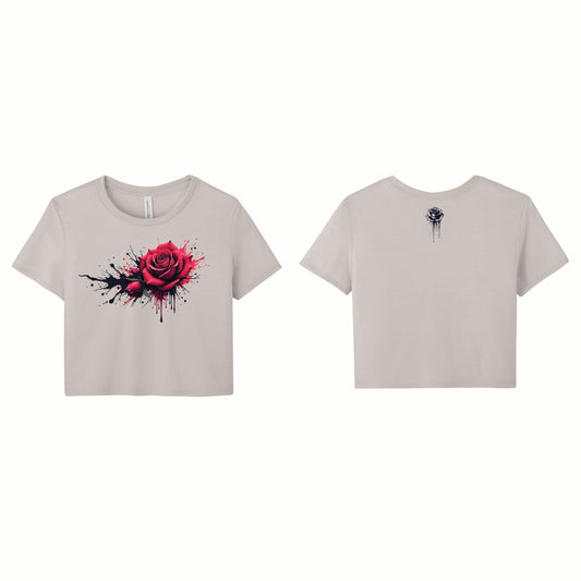 🌹 Dripping Rose Women’s Flowy Cropped Tee | BELLA+CANVAS®