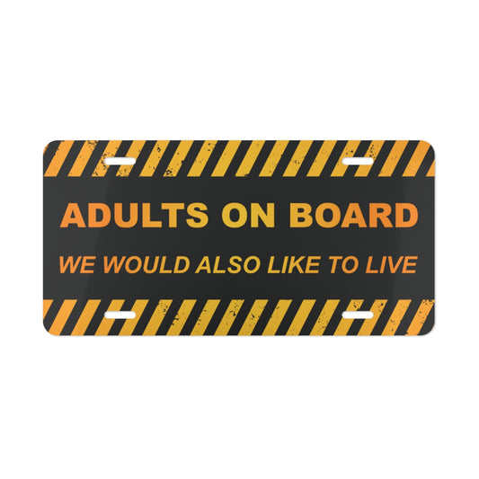 Adults on Board Aluminum Vanity Plate – 6" x 12"